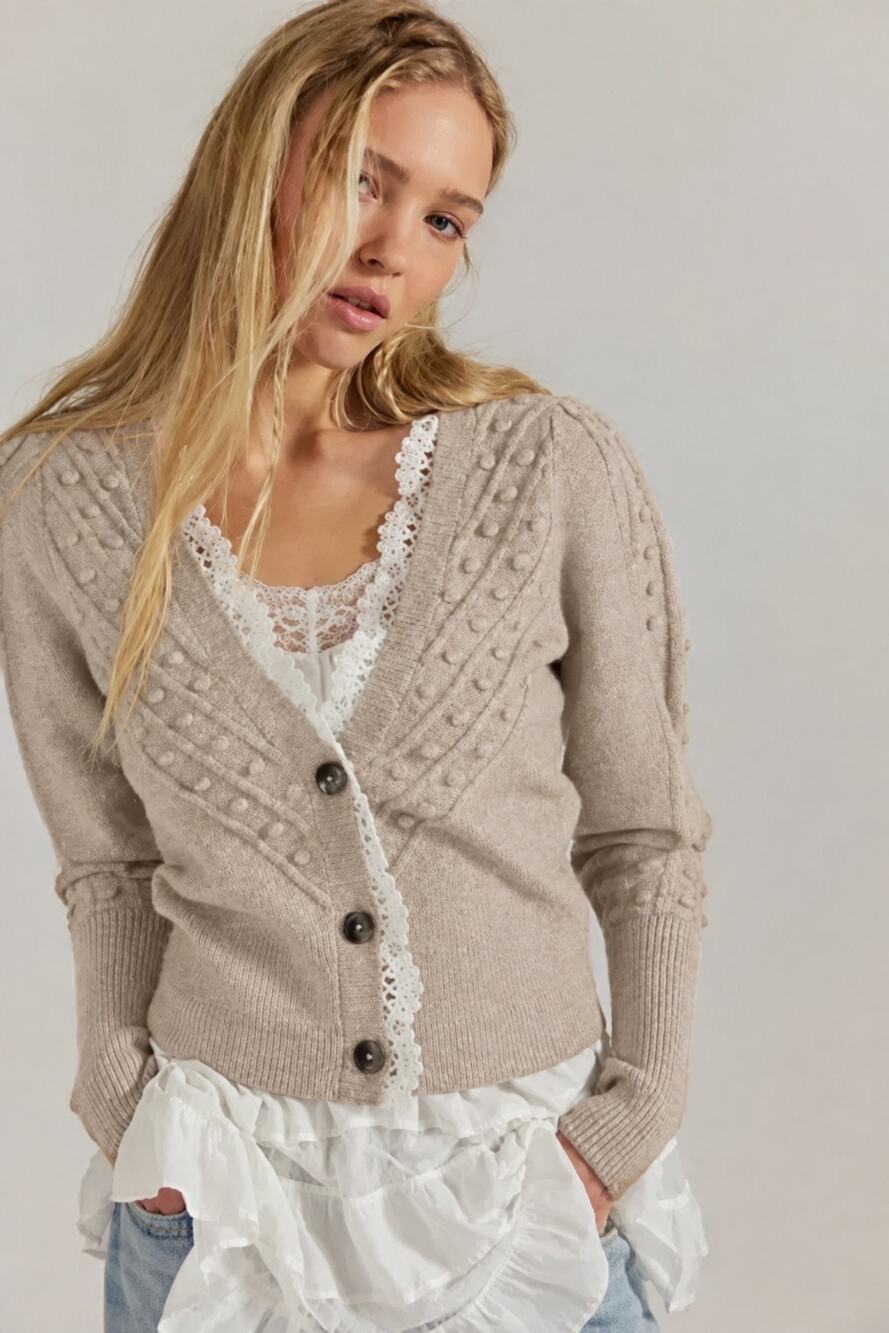 RARE Free People Lace SoftSpun Long Sleeve Cardi, NWT, Size M